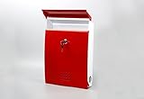 【 専用鍵付属で安心 】 お洒落 デザイン 北欧風 ポスト メールボックス ワンタッチ 開閉簡単 大容量 便利 【 レッド 】