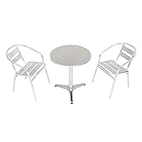 WA36 L59 W60 ガーデンテーブル3点セット ガーデンファニチャー ガーデンテーブルセット ガーデンチェア ステンアルミ アルミテーブル ガーデンテーブル アルミチェア スタッキング キャンプ