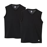 [チャンピオン] タンクトップ キッズ Vネック 2枚組 doubleDRY(R) X-TEMP(R) 吸汗速乾 抗菌防臭 ワンポイントロゴ 2P Vネックサーフシャツ アンダーウェアキッズ CB3EZ701 ブラック 130