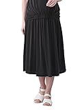 Angeliebe エンジェリーベ マタニティ ピーチ モダール 天竺 ミモレ 丈 スカート 産前 産後 対応 妊婦服 フリー ブラック 21345 21345400