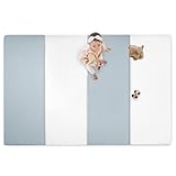 (ケラッタ) プレイマット 折りたたみ リバーシブル 赤ちゃん 1級防音 防水 厚手 (ブルー×ホワイト,200×140cm)