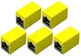 【Amazon限定】LANケーブル用中継コネクタ コンパクト ギガビット RJ45 延長 Cat7 Cat6 Cat5eコネクタ プラグ 8P8C メス-メス (5個, イエロー)