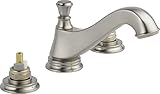 Delta 3595LF-SSMPU-LHP Cassidy Two Handle Low-Arc Widespread Bathroom Faucet with Metal Pop-Up Drain