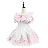 [MEYOIJK] メイド服 コスプレ 萌え コンカフェ メイド 定番 ショート丈 可愛い レース メイドコスチューム 5点セット ロリータ ワンピース レディース メンズ 大きいサイズ 仮装 ハロウィン 女装 人気 学園祭 撮影 (ピンク, L)