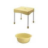 座り心地にこだわった抗菌バスチェア＆湯おけ　　イエロー　タイプ:バスチェアＭ＋湯おけ