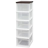 アイリスオーヤマ チェスト 木天板 5段 幅32.4 ブラウンオーク WTS-305