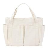 [imeetu] トートバッグ マザーズバッグ キャンバス トート レディース メンズ 肩掛けバッグ グローサリー 通学 帆布 大容量 多機能 無地 （Lサイズ ホワイト）