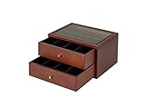 メガネ＆ウオッチケース引出し2段　収納　ブラウン　LZ-08BR