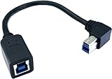 【カモン(COMON)製】USB3.0L型変換ケーブル(B：L型オス⇔B：メス)/ブラック/0.2m【3B-R02】