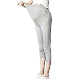 greenleafbaby マタニティ レギンス パンツ 7分 リブ 綿 素材 産前産後 妊婦服 (グレー, Ｌ)
