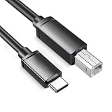 HAISENG Type C to USB 2.0 スクエアポート印刷ケーブル USB Cアダプター コードライン プリンタースキャナー用 長さ50cmから300cm ブラック