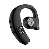 Hmusic 片耳イヤホン Bluetooth5.4（日本語音声と左右耳兼用）耳掛け式ぶるーとゅーす イヤホンENCマイク付き ハンズフリー通話 IPX5防水 Type-C急速充電 20時間再生 LEDバッテリー残量表示 物理ボタン 自動ペアリング 瞬時接続ワイヤレス ブルートゥース ヘッドセットビジネス/運転(ブラック)
