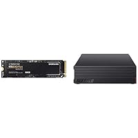 【セット買い】Samsung SSD 500GB 970 EVO Plus M.2 Type2280 PCIe3.0×4 NVMe1.3 5年保証 正規代理店保証品 MZ-V7S500B/EC & BUFFALO 外付けハードディスク 4TB テレビ録画/PC/PS4/4K対応 静音&コンパクト 日本製 故障予測 みまもり合図 HD-AD4U3