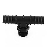 DealMuxプラスチックT形バーブホースコネクタのカプラ25ミリメートルブラックに3/4 BSPおねじ