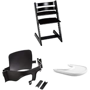 STOKKE トリップトラップ 3点セット (チェア + ベビーセット + トレイ) ブラック