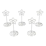 星型メタルメモクリップ デスク用 テーブル番号ホルダー 写真メニューピクチャーカードホルダー シルバー エレガントなデザイン 多目的