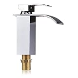 tanburoバスルーム蛇口シングルハンドル現代蛇口滝浴室トイレ洗面化粧台シンク水栓特大長方形噴出口付き(クローム仕上げ)