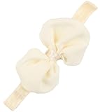 Nice Days（ナイス　ディズ）　ベビーヘアバンド　女の子蝶結び　ボウタイ　リボン　シフォン (ベージュ)