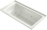 KOHLER K-1947-R-NY Archer 60" x 30" Alcove Whirlpool with Tile Flange and Right-Hand Drain, Dune [並行