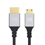 xiwai 超薄型ミニ HDMI 2.1 HDTV ケーブル 0.5 メートル、ハイパースリム HDMI コード 2.0 8K 4K Type-A to Type-C カメラ HDTV 用