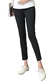 KINDOYO レディーズ 夏 ファッション カジュアル マタニティ パンツ ソリッドカラー 職場 オーバーバンプ 妊娠中のパンツ, ブラック-タイトな足/S