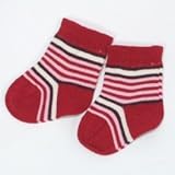 (グレェド) Groedo オーガニックコットン ベビー ソックス 赤・ワインレッド・ピンク・きなり ストライプ サイズ02 (10～11.5cm 目安月齢12～18ヶ月)