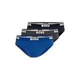 BOSS メンズ クラシック レギュラーフィット ストレッチブリーフ 3枚パック, Navy/Charcoal/Blue, Large