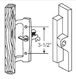スライドガラスドアメタルハンドル、non-keyed、サーフェスマウント、フックスタイル、3 – 1 / 2 "ネジ穴