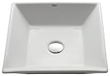 Kraus KCV-125-ORB White Square Ceramic Bathroom Sink with Pop Up Drain Oil Rubbed Bronze by Kraus