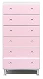 日本製 カジュアル 幅60cm 6段ハイチェスト 脚付き 完成品 (ピンク)
