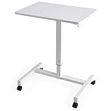 タンスのゲン 【ワンタッチ UP DOWN】 昇降式 スタンディングデスク 幅70cm ガス圧 ワンタッチ 無段階昇降 キャスター&amp;アジャスター付き 耐熱性 耐水性 コンパクトタイプ ホワイト 45400005 00