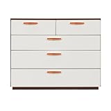 Alpha Takaba Co.,Ltd. カラフルチェストシリーズ リリーブラウン 120cm幅4段 取っ手オレンジ