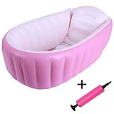 ベビーバス バスタブ お風呂 浴槽 空気入れ ふかふか 折りたたみ ピンク