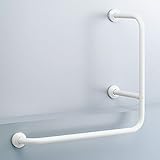 INAX　LIXIL・リクシル　各種施設用固定式手すり【KF-922AER80】　700×800mm　多用途用手すり(L型)　樹脂被覆タイプ　右仕様　KE(ナチュラルウッド)