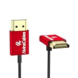 Alvin's Cables HDMI 2.1 ケーブル 8K 48Gbps 超薄型 Φ2.4mm 8K@60Hz / 4K@120Hz 対応 カメラ用 HDMI Sony A7/A9・BMPCC・Panasonic GH5・Canon C70・Atomos Ninja・Feelworld モニター対応、ストレート-上向きL型、0.45M