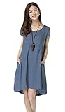 【海外直送品】(ポルトプエルト) Porto Puerto 半袖 シンプル リネン ワンピース マタニティ 妊婦 妊娠中 ママ レディース M L 緑 橙色 青 赤 スカート オールインワン (L, 
