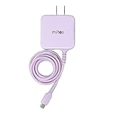 mitas Type-C 急速充電器 ACアダプター typec 充電器 Type C 一体型 ACアダプタ タイプC ケーブル 最大3.4A 海外OK AC コンセント アンドロイド スマホ PSE マカロン パステルカラー（ライラック）