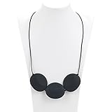Mamaluna Trendy Silicone 3 Oval Necklace Teether for mom to wear - Baby Teething Gum Massager Food G