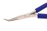 Aven 10313 Technik Stainless Steel Smooth Jaw Extra Long Bent Nose Plier, 1-19/32' Jaw Length, 6' Ov