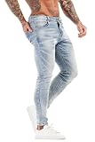 [GINGTTO] ジーンズ メンズ ストレッチ スキニーデニムパンツ スリム ライトブルー 30