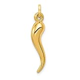 14K イエローゴールド 3D コーニセロ イタリアンホーン 幸運チャームネックレスペンダント ファインジュエリー 女性へのギフトに