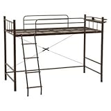 ロフトベッド 【ミドルタイプ/シングルサイズ】 スチールパイプ 二口コンセント/階段/宮付き KH-3023DBR ダークブラウン