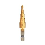ステップドリル チタンコーティング 板金用六角チタンコーンドリルビット 六角軸 螺旋 4-32mm/4-20mm/4-12mm/3-12mm選択可 HSS鋼製 (4-12mm)