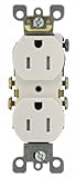 Leviton t5320-w 15 Amp、125ボルト、Tamper耐性、二重レセプタクル、住宅用グレード、接地 10 Pack ホワイト T5320-WMP 10