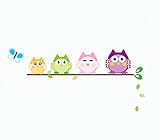 Standing on Branches of the Owl Family Wall Stickers by KiKi Monkey