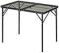 [ビジョンピークス] アウトドアテーブル 90cm 2～4人用 アルミメッシュテーブル タフテーブル90 VP160401I02 ブラック 約90×60×高さ37～65cm 折り畳み式テーブル 天板耐熱温度300℃ 簡単組立 2段階高さ調整