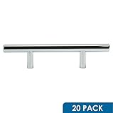20パックRokハードウェア3 "穴センタークロムキッチンキャビネット引き出しドアユーロスタイルスチールTバープルハンドルプル6 "長