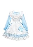 [OMZIN] メイド服 コスプレ仮装 かわいい 8色 メイド仮装 セクシー ロリータ エプロン メイド喫茶 メイドカフェ コスプレ衣装 アイドル 衣装 ブルー XL