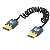 Thzzhnno DisplayPort コイルケーブル, DPケーブル 4K スパイラル 金メッキ 高速 DP コード 4K@60Hz/2K@165Hz ゲームモニター グラフィックスカード テレビ PC ノートパソコン用（85 mm～1 m延長）