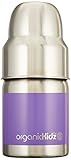 organicKidz Wide Mouth, White Solid, 4 Ounce　ステンレス製　哺乳瓶　110ml　パープル